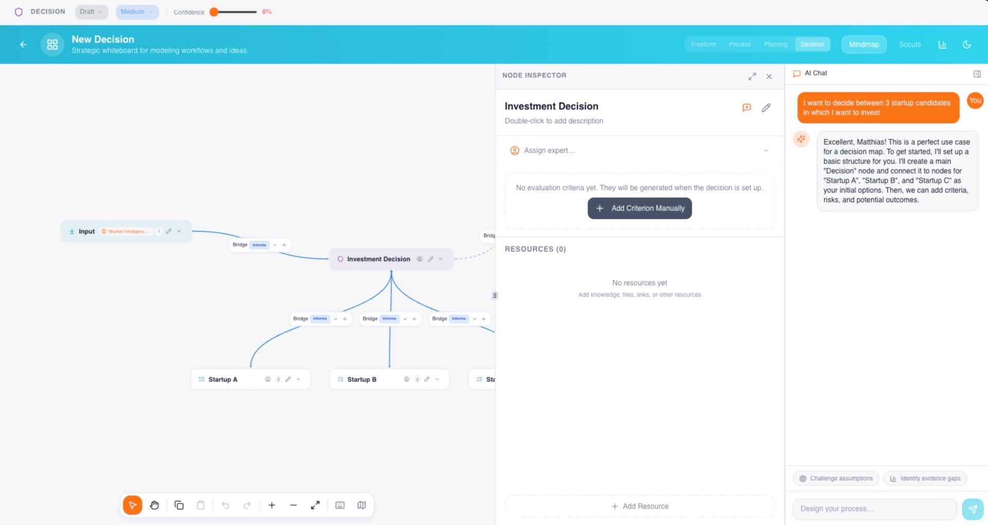DecisionOS – Node Inspector & AI Chat