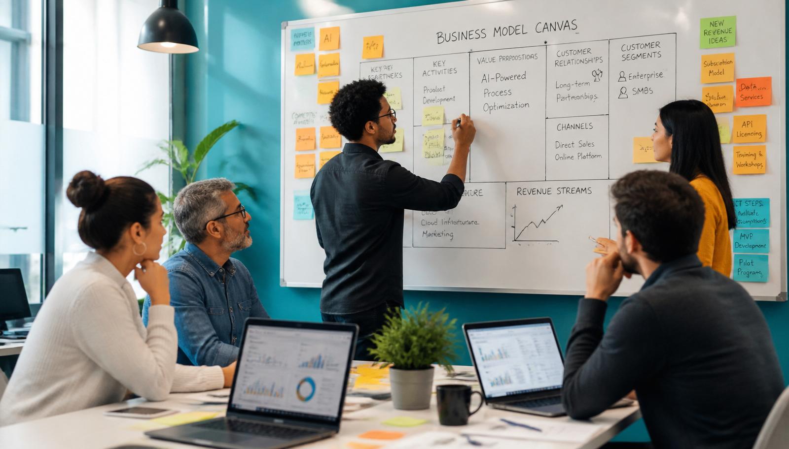 Team working on a new business model