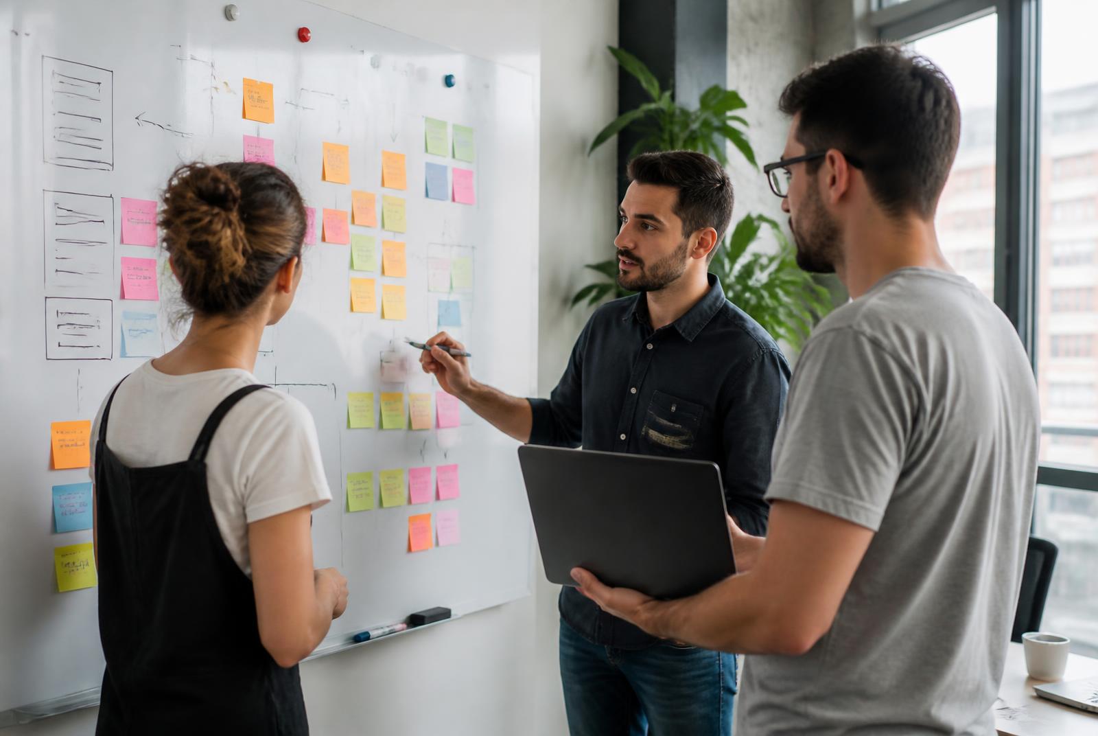 Team kartiert einen Prozess am Whiteboard