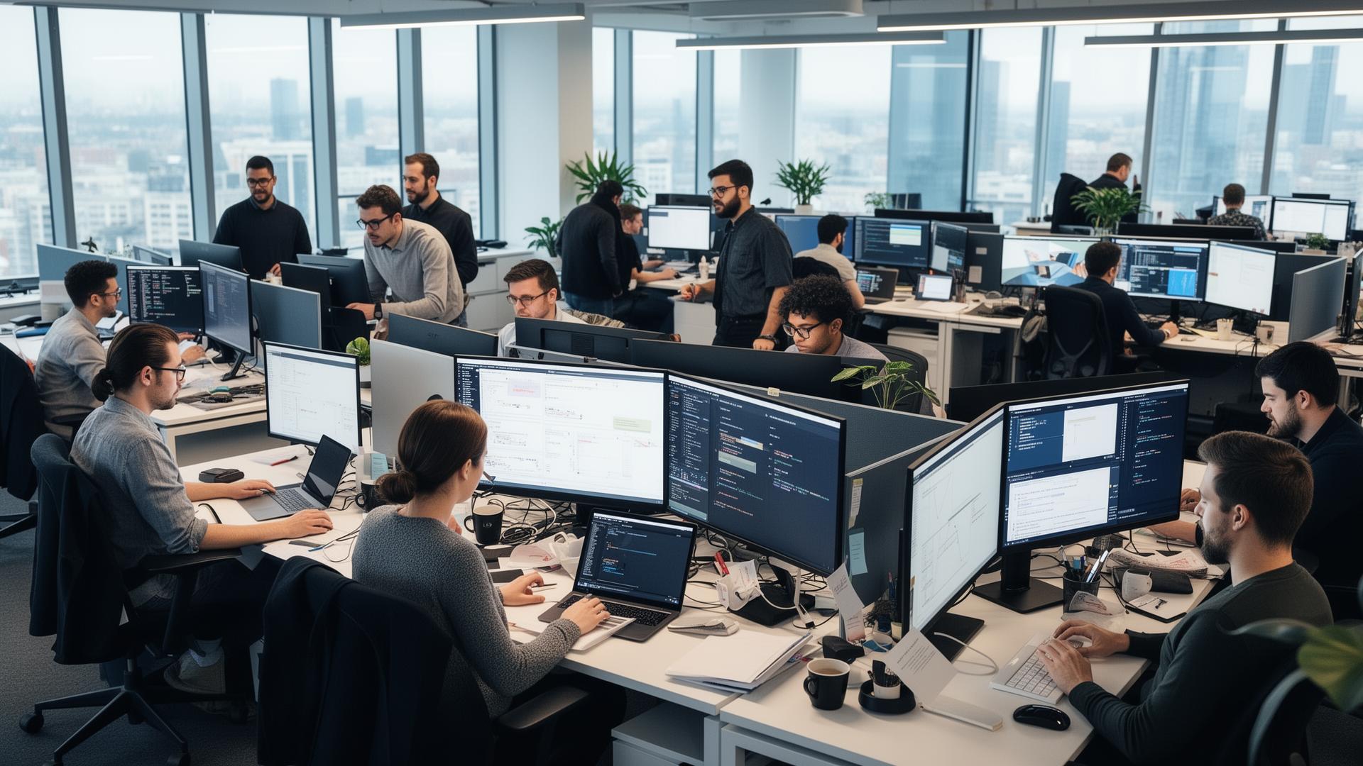 Growing team in modern office